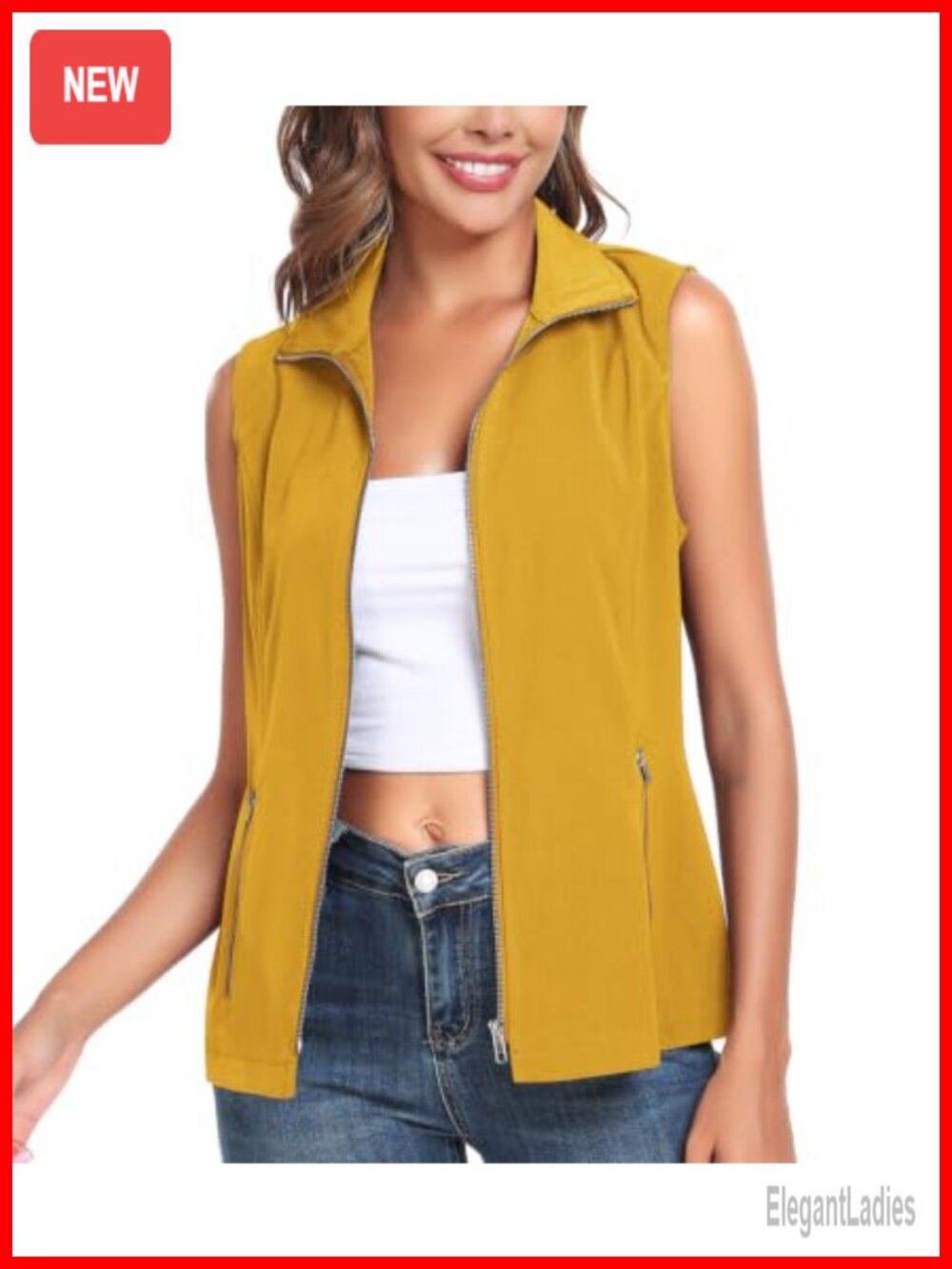 Lightweight Zip Up Utility Vest Sleeveless Golf Hiking Casual with Pockets